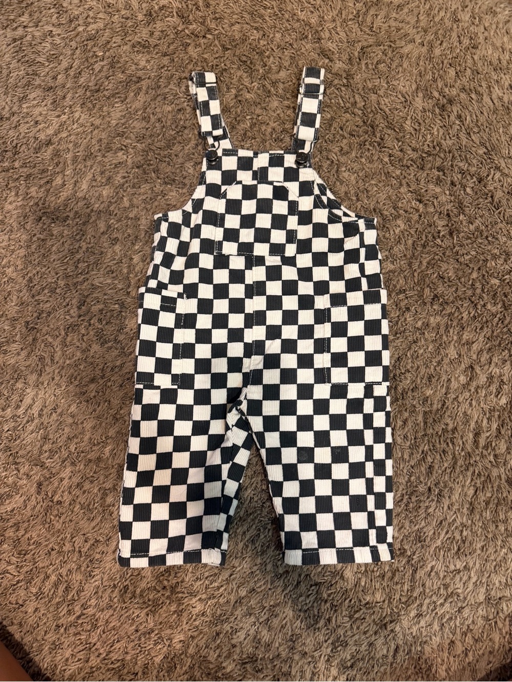 Little trouble Checkerboard Black & White Kids Overalls